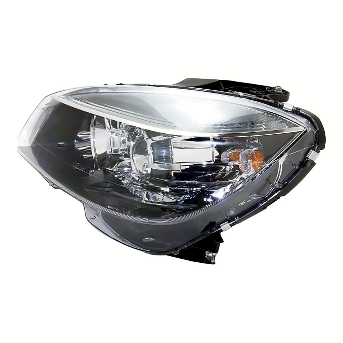 2008-2009 Mercedes C230 Head Lamp Driver Side Halogen Black Housing - side angle, Part MB2502185