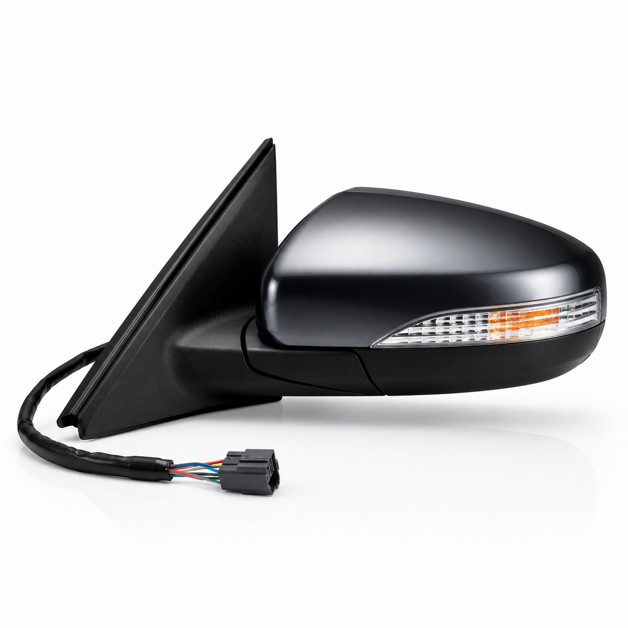 Automotive side mirror assembly with integrated turn signal indicator and wiring harness